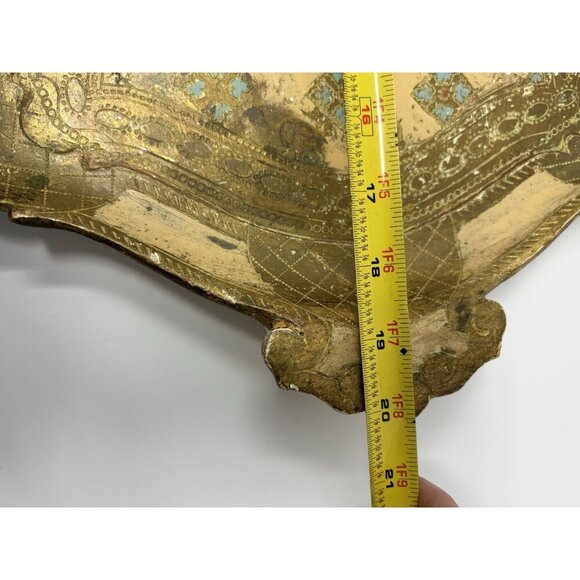 Mid Century Italian Blue GoHollywood Regency Florentine Serving Tray Wood 20x15" - Picture 9 of 16